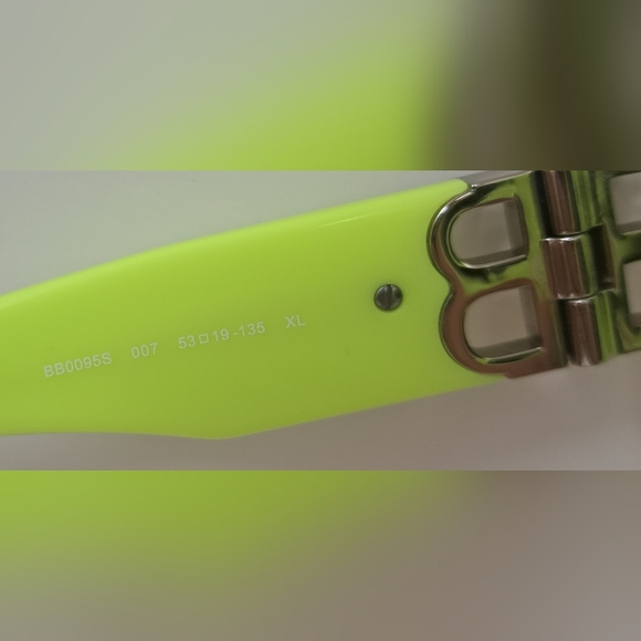 Balenciaga Sunglasses Yellow Gray BB Temples Oval Cat Eye BB0095S 53-19-135 XL - Picture 6 of 16